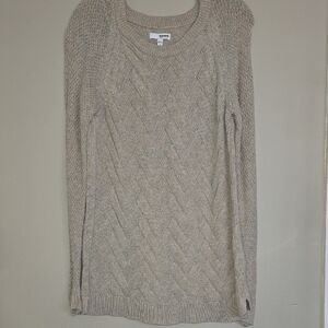 Sonoma Women's Tan Crew Neck Tunic Sweater